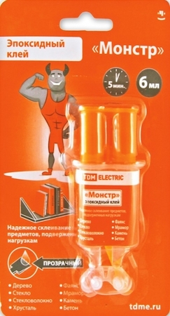 TDM ELECTRIC SQ0542-0006 Клей эпоксидный "Монстр", прозрачный, шприц, 6 мл TDM